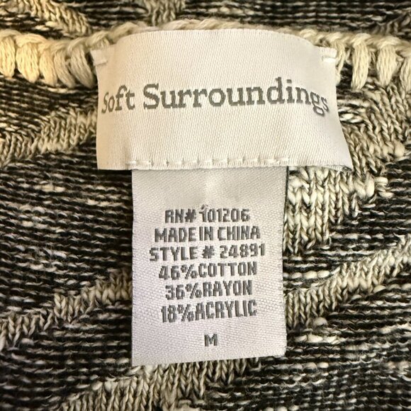 Soft Surroundings Zebra Print Fringe Knit Cardigan Sweater Women's Medium Shawl - Picture 12 of 13